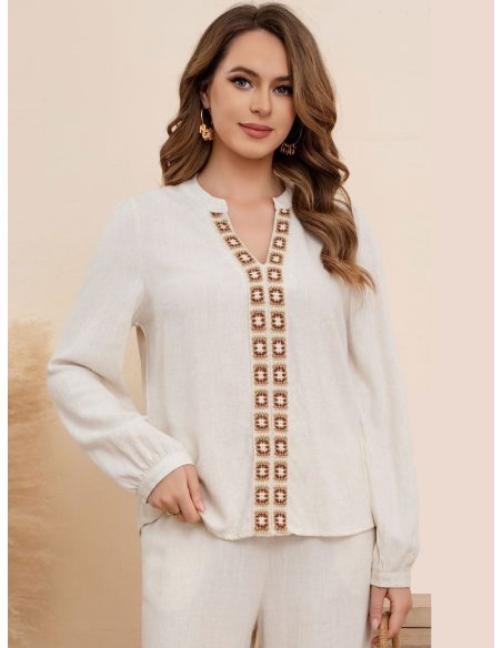 Blusa lino tapeta bordada