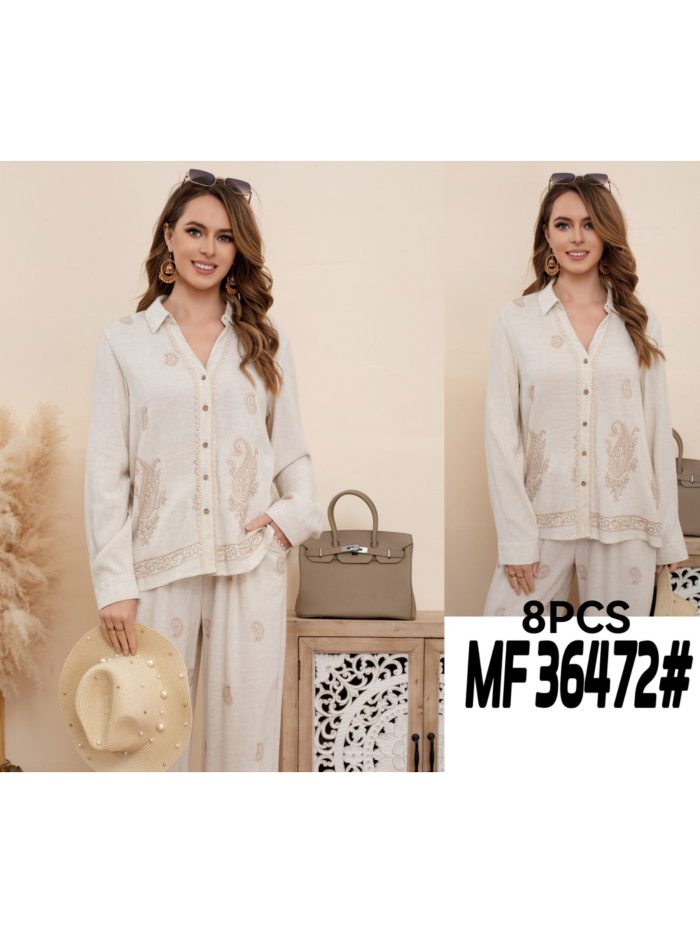 Leinenhemd mit Paisley-Stickerei