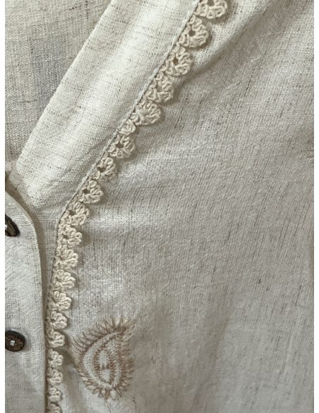 Leinenhemd mit Paisley-Stickerei