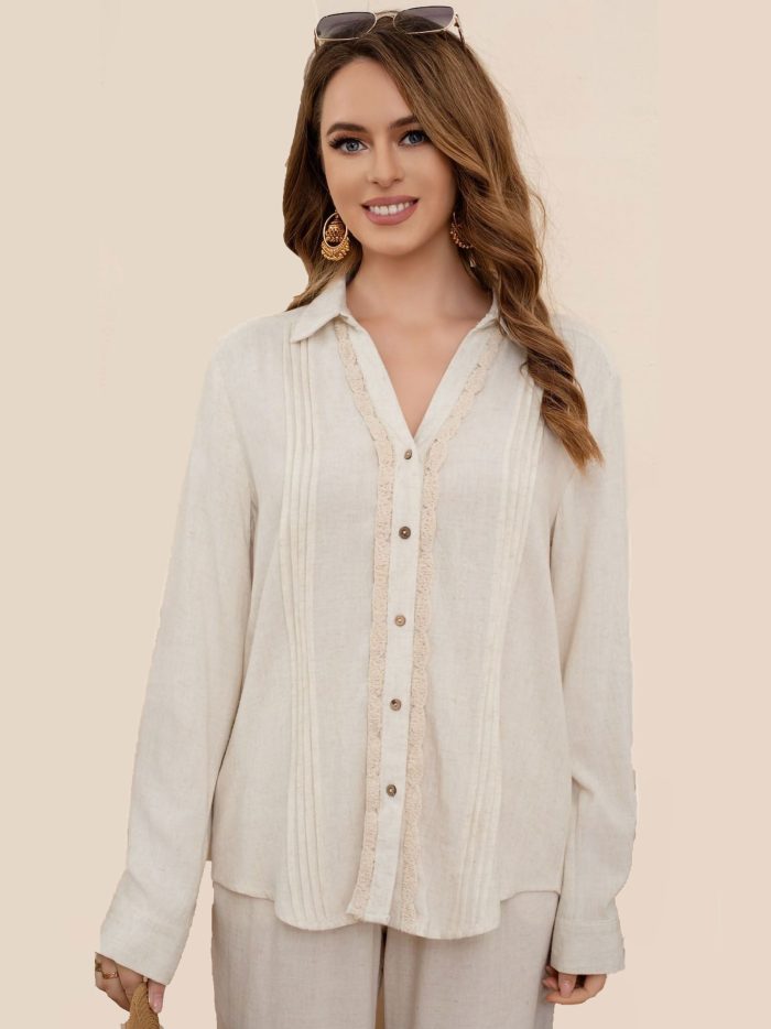 Camisa lino puntilla