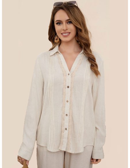 Camisa lino puntilla