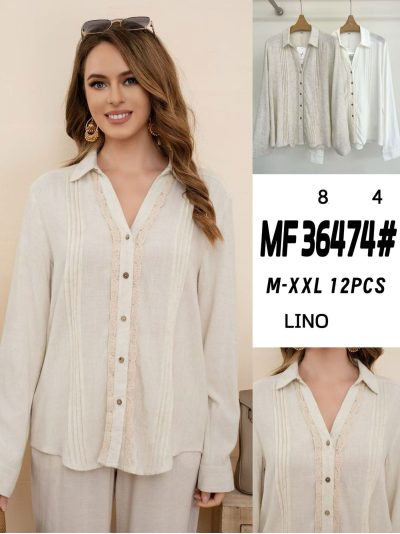 Camisa lino puntilla 2