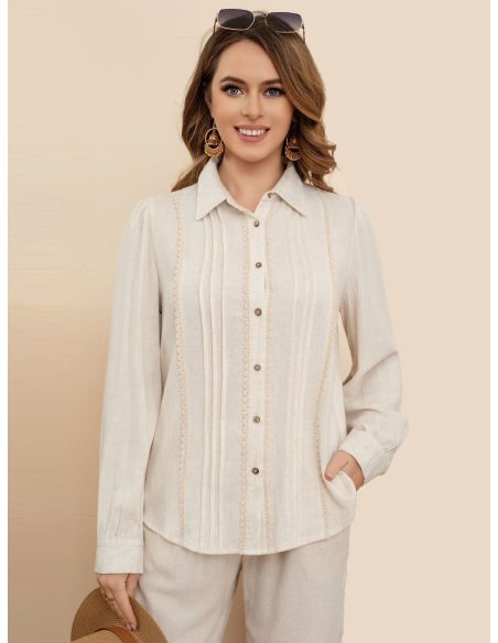 Camisa lino puntilla