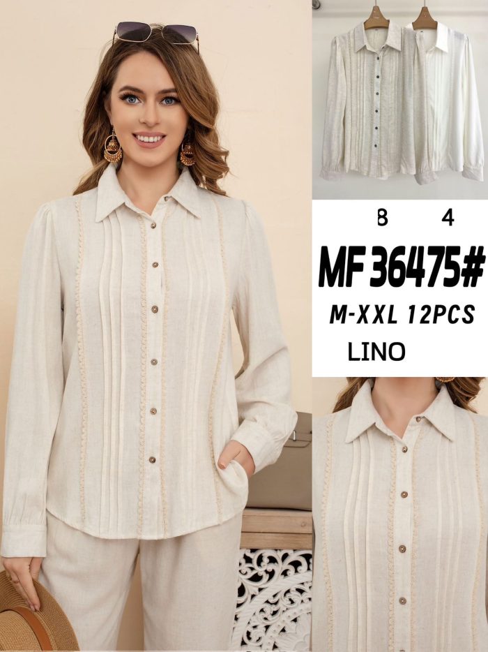 Camisa lino puntilla