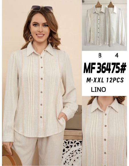 Camisa lino puntilla