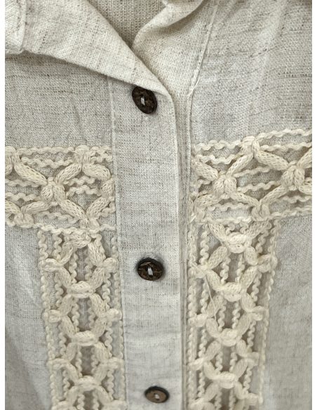 Camisa lino puntilla geométrica