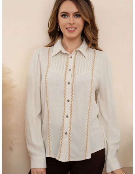 Chemise en lin avec dentelle ondulée