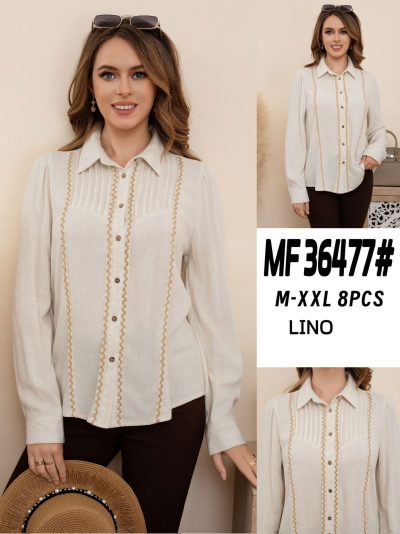 Chemise en lin avec dentelle ondulée 2