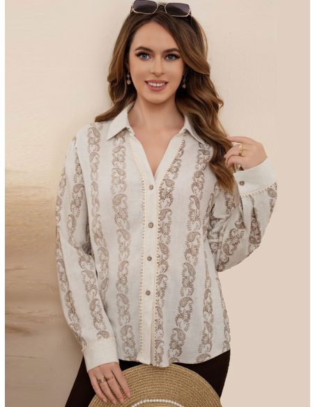 Camisa lino estampado paisley