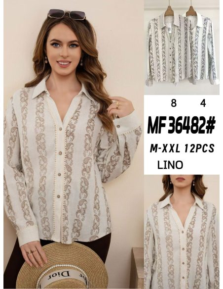 Camisa lino estampado paisley