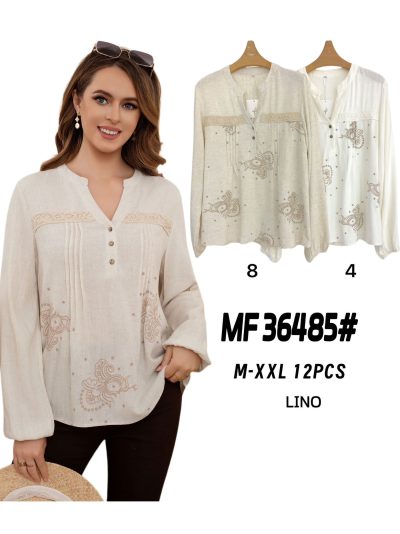 Blusa lino bordado y encaje 2