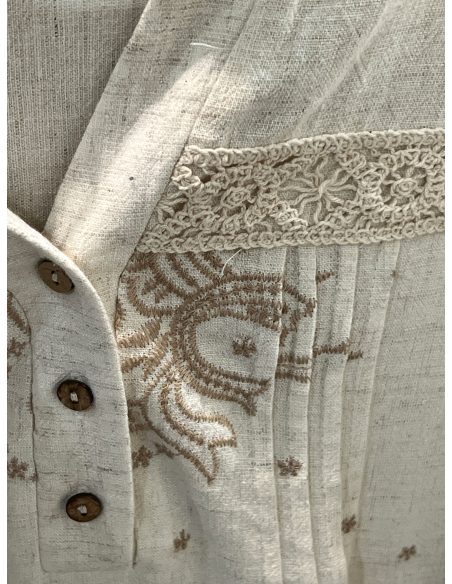 Blusa lino bordado y encaje