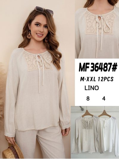 Blusa lino lazo y encaje 2