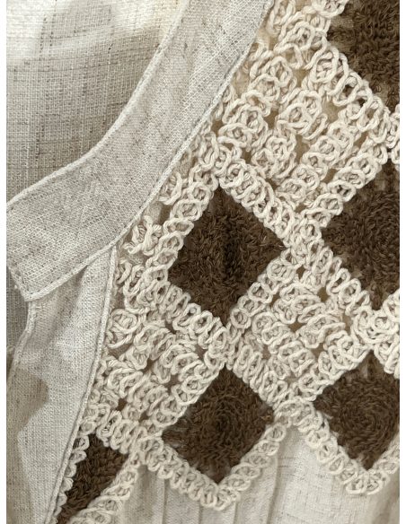 Camisa lino cuello crochet