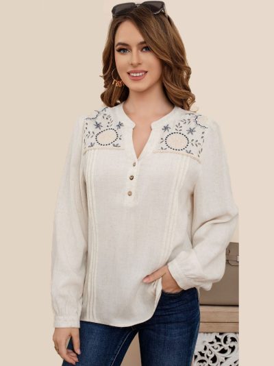 Blusa lino bordado