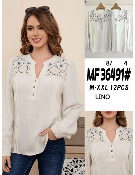 Blouse en lin brodé