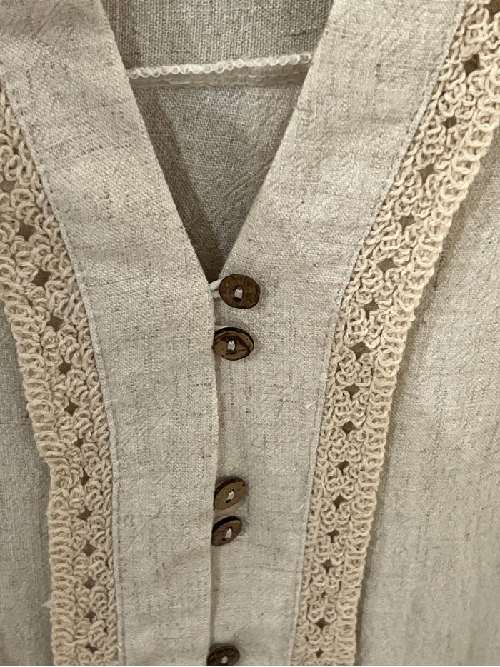 Camisa lino encaje y pliegues