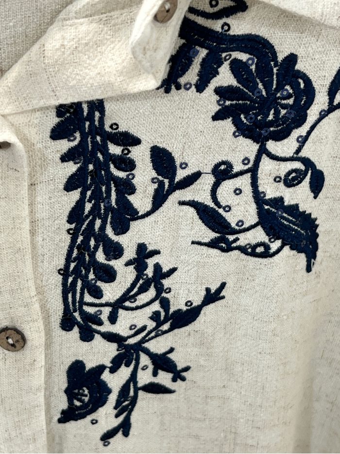 Camisa lino bordado lentejuelas