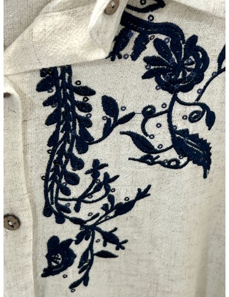 Camisa lino bordado lentejuelas