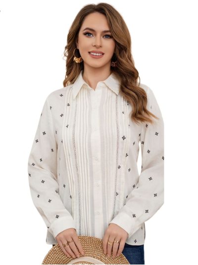 Camisa bordada pliegues