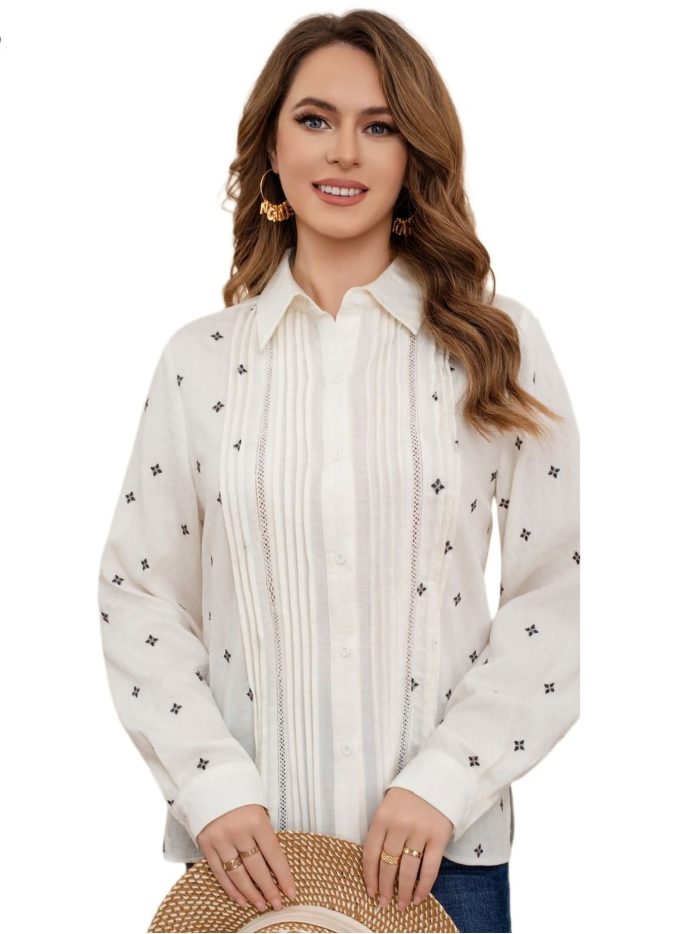 Camisa bordada pliegues