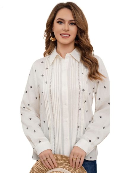 Camisa bordada pliegues