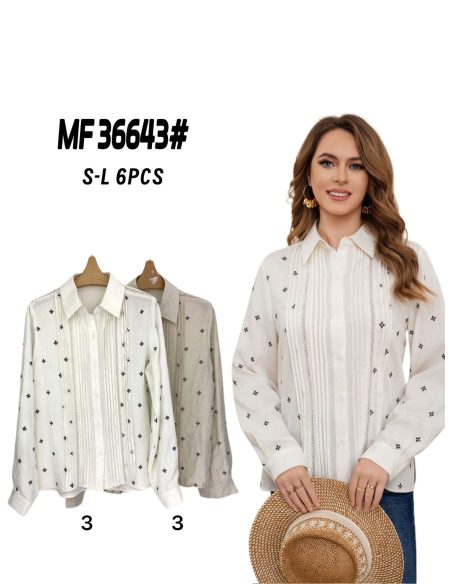 Camisa bordada pliegues