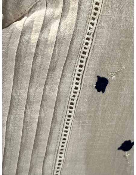Chemise brodée plis col froncé