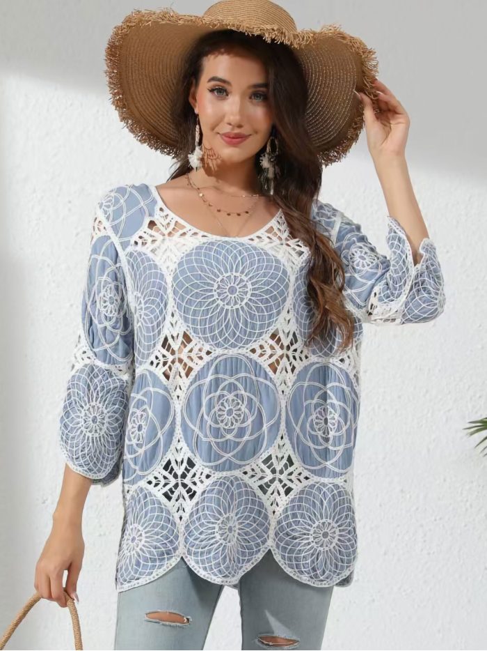 Blouse en dentelle ajourée