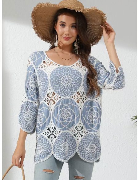 Blouse en dentelle ajourée