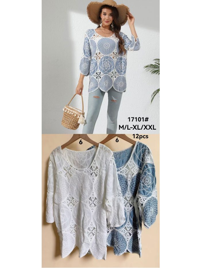 Blouse en dentelle ajourée