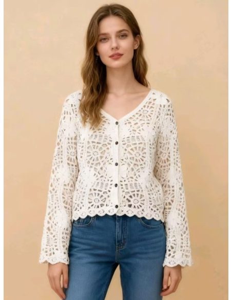 Häkel-Cardigan mit Knöpfen