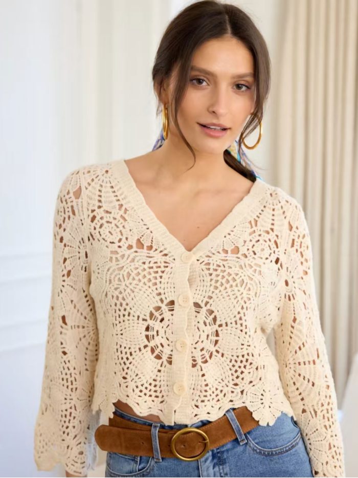 Cárdigan cropped crochet