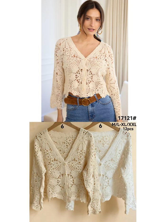 Cárdigan cropped crochet