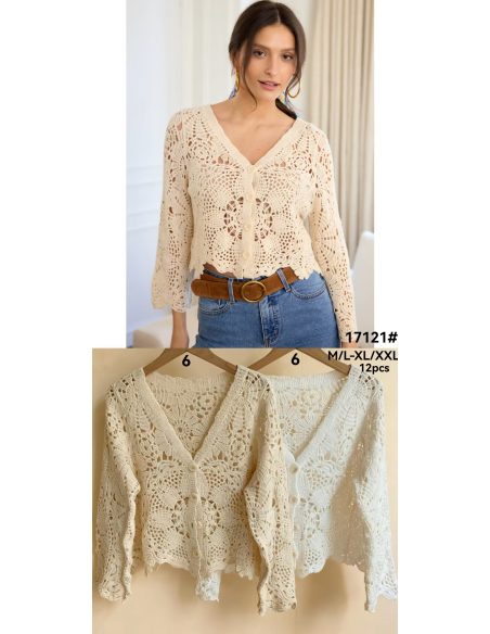 Cárdigan cropped crochet