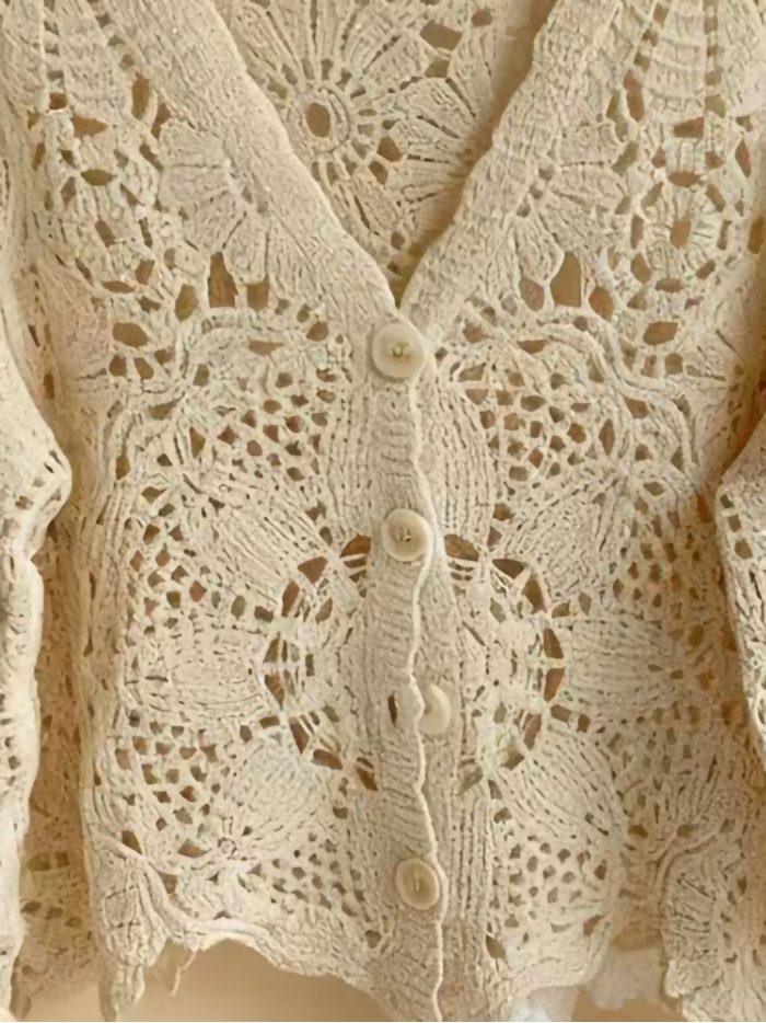 Cárdigan cropped crochet