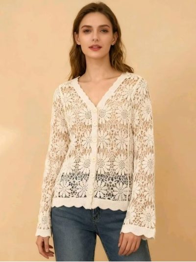 Cárdigan encaje floral