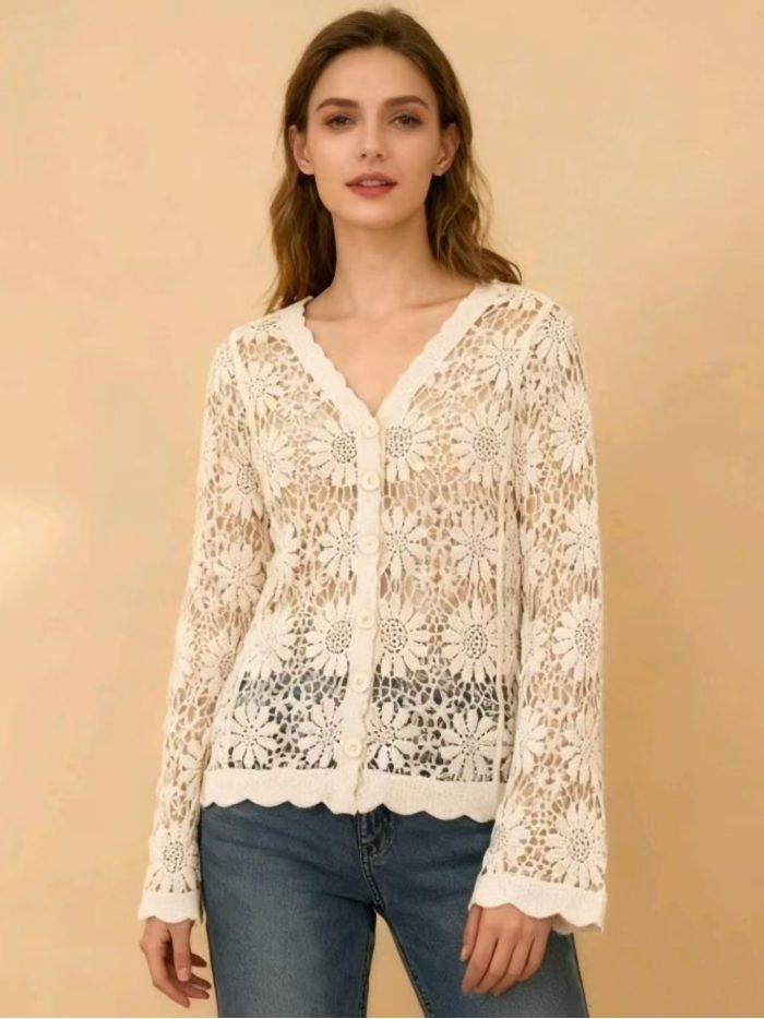Cárdigan encaje floral