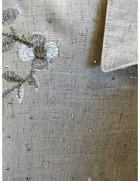 Camisa lino floral pedrería