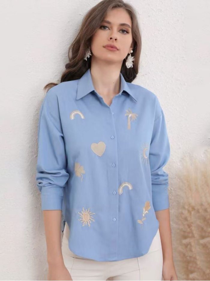 Tencel-Denim bestickte Hemd