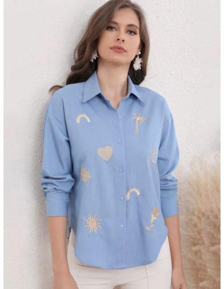 Tencel-Denim bestickte Hemd