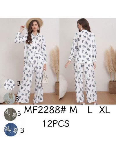 Conjunto Camisa + Pantalón estampado hojas con strass 2