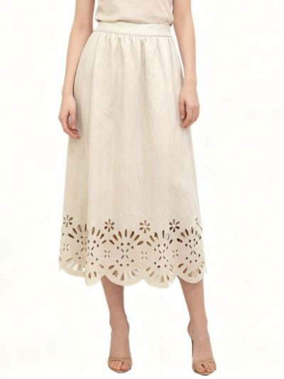 Falda midi antelina calado