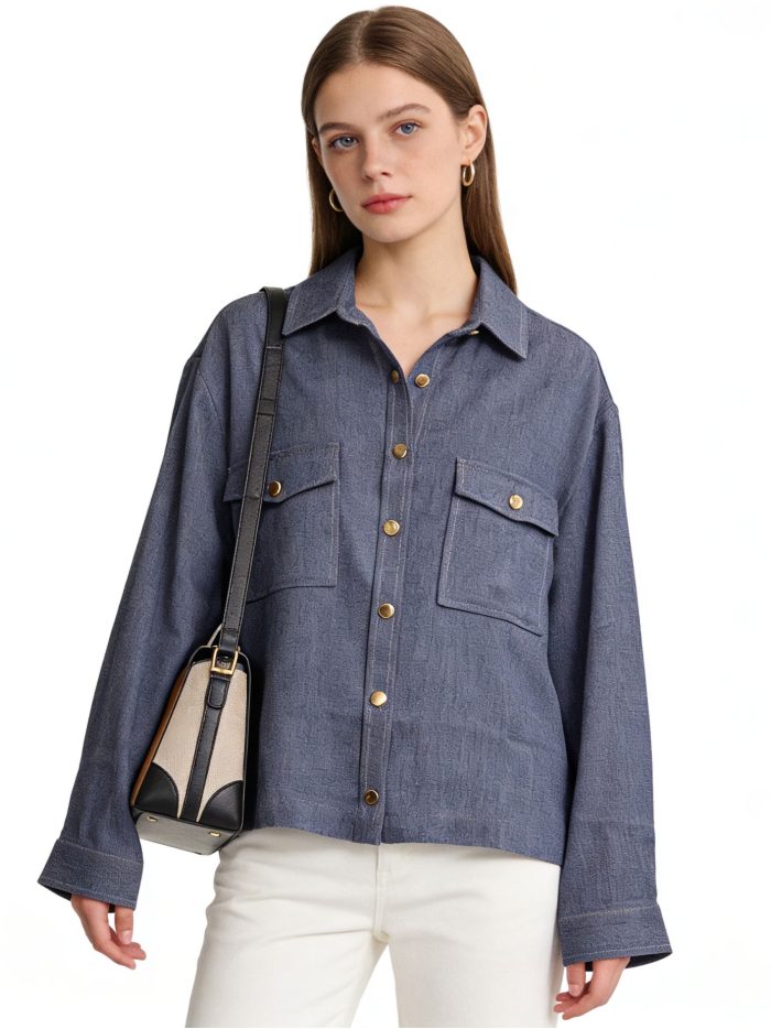 Sobrecamisa efecto denim bolsillos