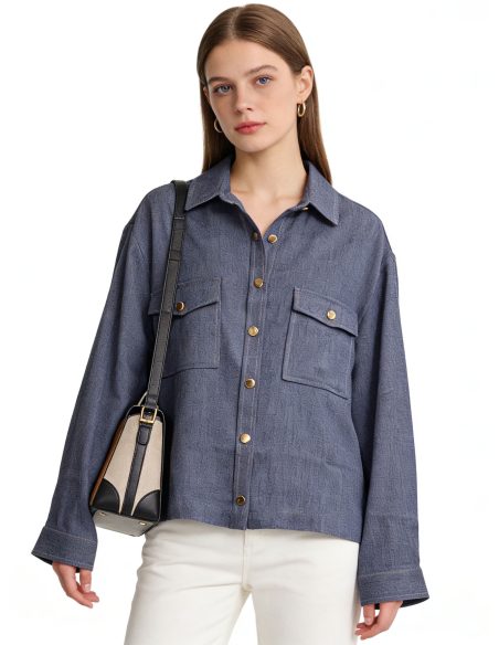 Sobrecamisa efecto denim bolsillos