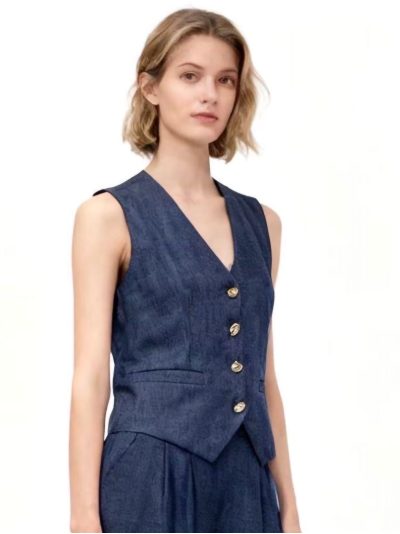 Chaleco sastre efecto denim botones