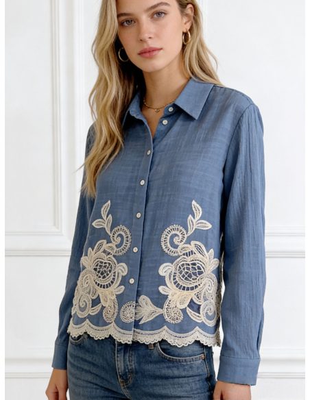 Camisa bordado efecto lino