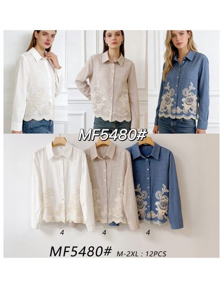 Camisa bordado efecto lino