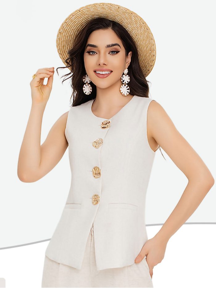 Gilet en lin boutons dorés