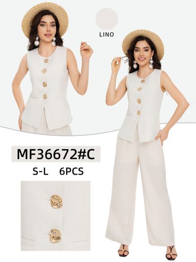 Chaleco lino botones dorados 2